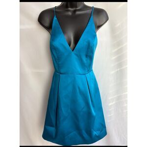 TOPSHOP Royal Blue Spaghetti Strap Satin Mini Dress Prom Cocktail Formal sz 2